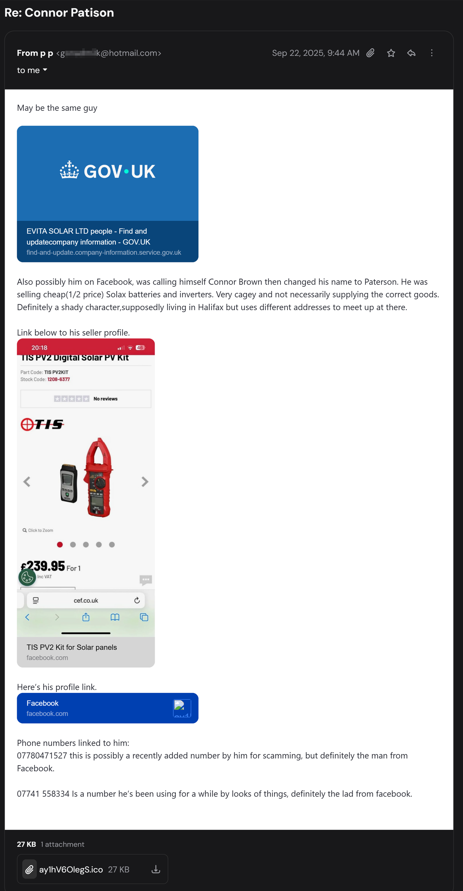 Email screenshot