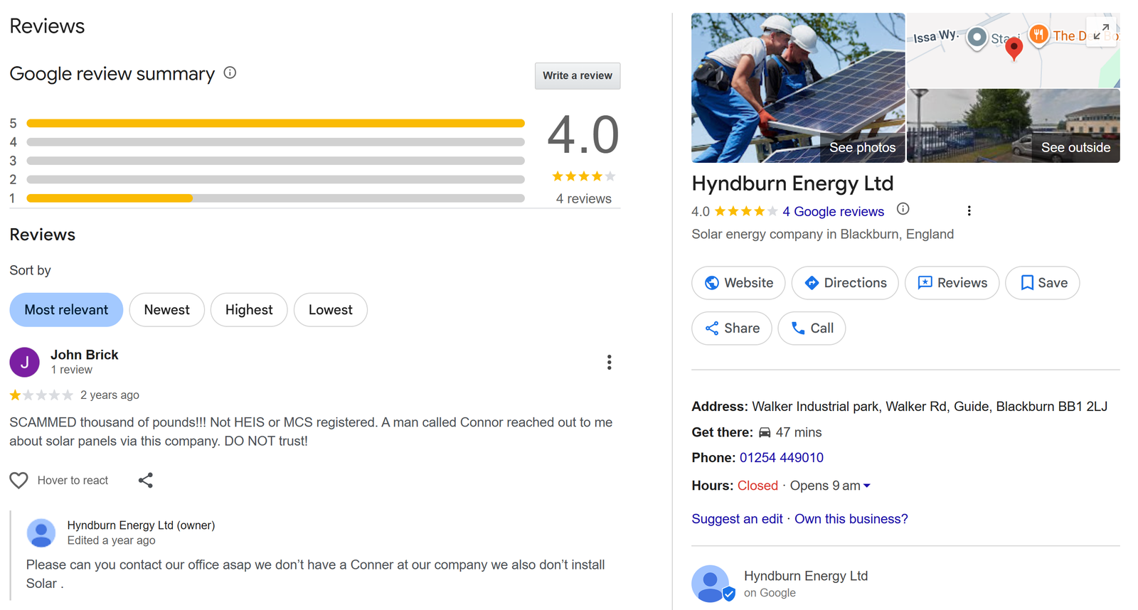 Google reviews screenshot